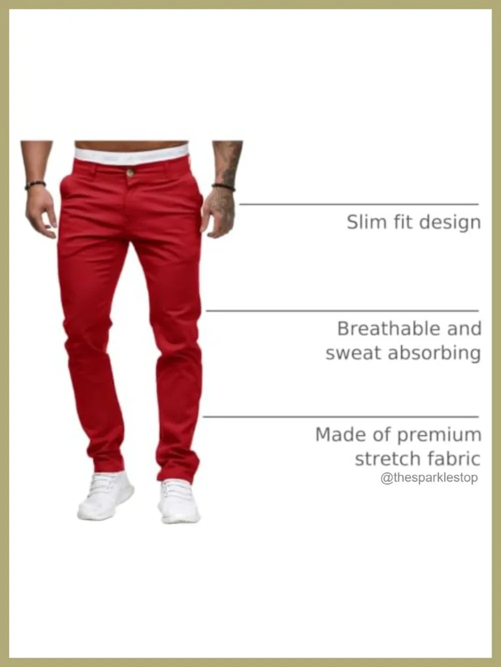 Men's Slim Fit Stretch Chino Pants Wrinkle-Free Flat-Front 98% Cotton 2% Spandex